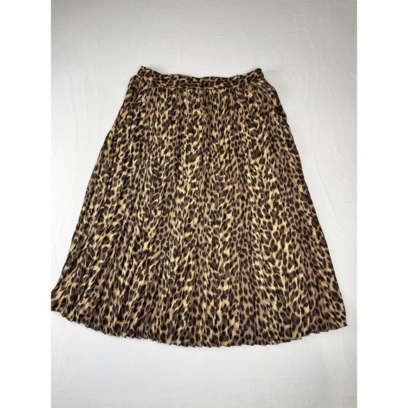 Banana Republic Dresses & Skirts - Banana Republic Leopard Print Pleated Midi Skirt Brown Tan Animal Print Large
